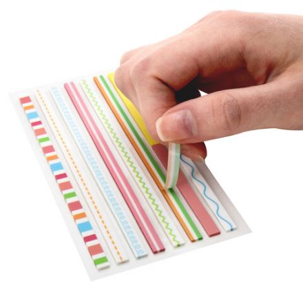 Закладки клейкие, выделители текста, BRAUBERG ULTRA PATTERN COLOR, 135х5 мм, 160 штук (8 цветов х 20 листов), 116687