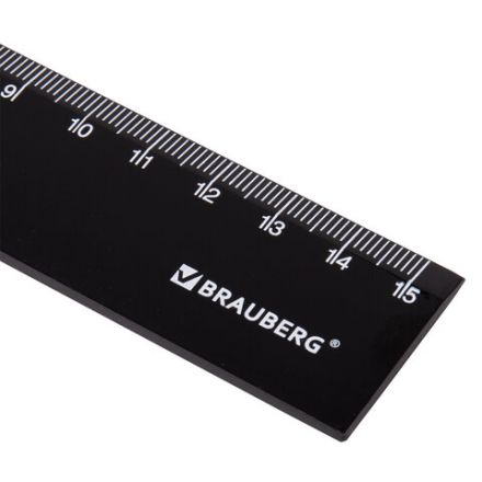 Линейка пластиковая 15 см, BRAUBERG, черная, пакет, 210774 Линейка пластиковая 15 см, BRAUBERG, черная, пакет, 210774