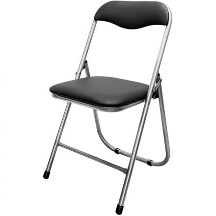 Стул складной  каркас серебр,обивка кожзам черный РС 04