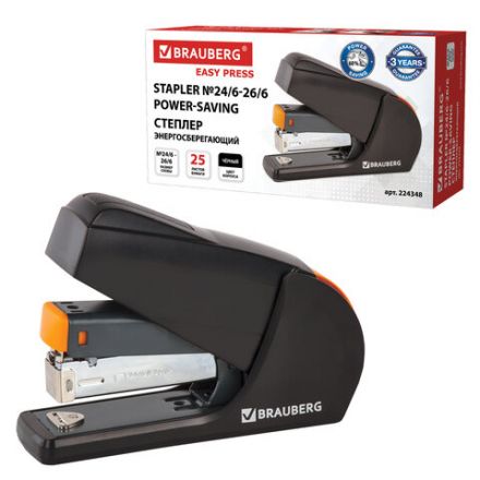 Степлер ЭНЕРГОСБЕРЕГАЮЩИЙ №24/6, 26/6 BRAUBERG "Easy Press", до 25 листов, БЕЗ УСИЛИЙ, 224348 Степлер ЭНЕРГОСБЕРЕГАЮЩИЙ №24/6, 26/6 BRAUBERG "Easy Press", до 25 листов, БЕЗ УСИЛИЙ, 224348