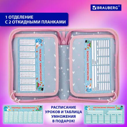 Пенал BRAUBERG, 1 отделение, 2 откидные планки, полиэстер, 21х14 см, "Anime friends", 272319