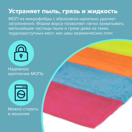 Насадка МОП 40 плоская КОМПЛЕКТ 4 шт., УНИВЕРСАЛЬНАЯ для швабр 38-42 см (ТИП К), микрофибра, LAIMA, 607459