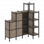 Loft Угловой внутренний стеллаж наборный VR.L-48 Тиквуд тёмный/Чёрный металл 1694*862*1869