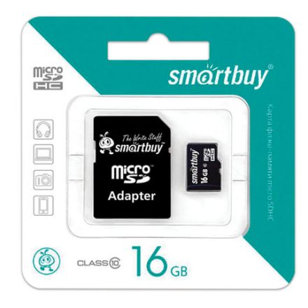 Карта памяти microSDHC, 16 GB, SMARTBUY, 10 Мб/сек. (class 10), с адаптером, SB16GBSDCL10-01 Карта памяти microSDHC, 16 GB, SMARTBUY, 10 Мб/сек. (class 10), с адаптером, SB16GBSDCL10-01