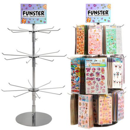 Стойка-вертушка настольная FUNSTER, 80х47 см, 24 крючка, 3 вращающихся ряда, 507857 Стойка-вертушка настольная FUNSTER, 80х47 см, 24 крючка, 3 вращающихся ряда, 507857