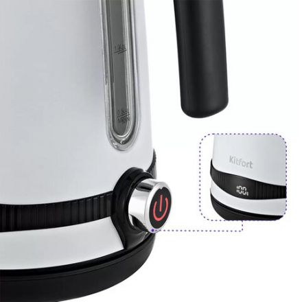 Чайник KITFORT КТ-6121-2, 1,7 л, 2200 Вт, закрытый нагревательный элемент, LED-дисплей, ТЕРМОРЕГУЛЯТОР, сталь, белый Чайник KITFORT КТ-6121-2, 1,7 л, 2200 Вт, закрытый нагревательный элемент, LED-дисплей, ТЕРМОРЕГУЛЯТОР, сталь, белый