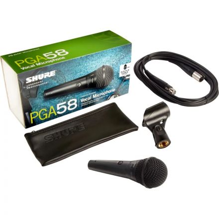 Микрофон Shure PGA58-XLR-E, кардиоидный вокальн c выкл, с кабелем XLR-XLR