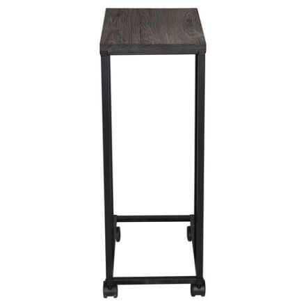 Стол журнальный BRABIX "LOFT CT-001", 450х250х680 мм, на колёсах, металлический каркас, цвет морёный дуб, 641859