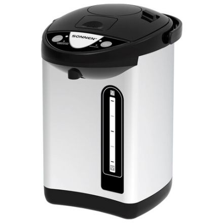 Термопот SONNEN TP-38, 4 л, 900 Вт, 1 температурный режим, 3 режима подачи воды, сталь, черный/серебро, 456710 Термопот SONNEN TP-38, 4 л, 900 Вт, 1 температурный режим, 3 режима подачи воды, сталь, черный/серебро, 456710