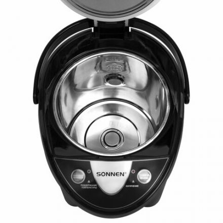 Термопот SONNEN TP-38, 4 л, 900 Вт, 1 температурный режим, 3 режима подачи воды, сталь, черный/серебро, 456710 Термопот SONNEN TP-38, 4 л, 900 Вт, 1 температурный режим, 3 режима подачи воды, сталь, черный/серебро, 456710