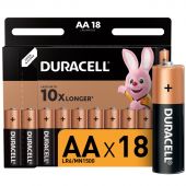 Батарейки Duracell Basic пальчиковые АА LR6 (18 штук в упаковке) Батарейки Duracell Basic пальчиковые АА LR6 (18 штук в упаковке)