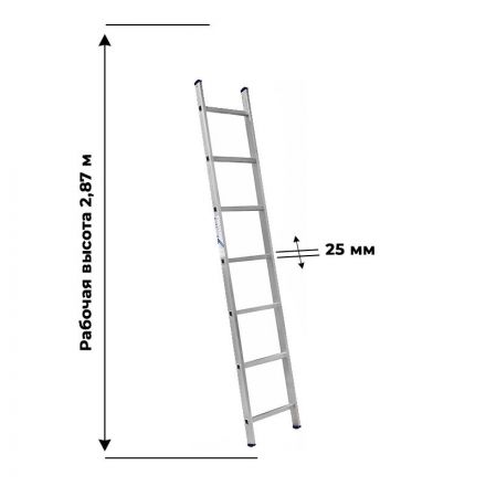 Лестница Алюмет алюминиевая односекционная приставная 1x7 5107