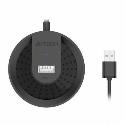 Хаб USB 2.0, 4 порта, черный, A4TECH HUB-20, 1874611