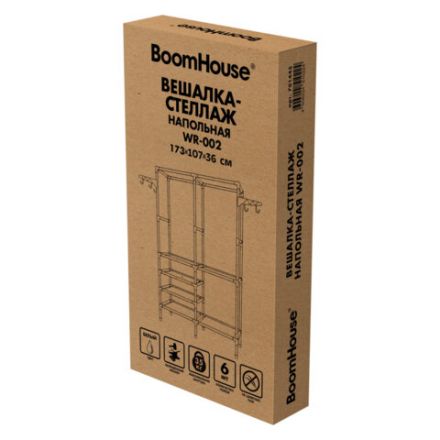 Вешалка-стеллаж BOOMHOUSE (БУМХАУС) WR-002 (В1730хШ1070хГ360 мм), 6 полок, металл/пластик, белая, 701445 Вешалка-стеллаж BOOMHOUSE (БУМХАУС) WR-002 (В1730хШ1070хГ360 мм), 6 полок, металл/пластик, белая, 701445