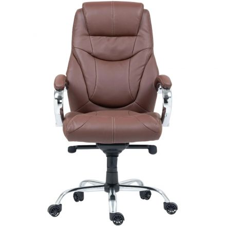 Кресло BN_Dp_Руководителя EChair-535 MPU к/з коричневый, хром