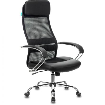 Кресло 0MX_VB_Бюрократ CH-608SL/BLACK сетка/ткань/кожзам черн.,хром Кресло 0MX_VB_Бюрократ CH-608SL/BLACK сетка/ткань/кожзам черн.,хром
