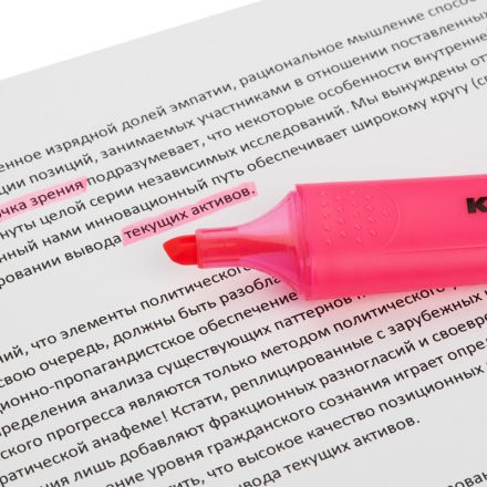Маркер текстовыделитель Kores BRIGHT LINER PLUS, скош након, 0,5-5мм, розов Маркер текстовыделитель Kores BRIGHT LINER PLUS, скош након, 0,5-5мм, розов