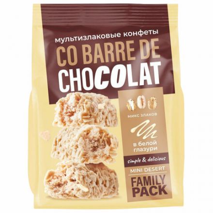 Конфеты мультизлаковые CO BARRE DE CHOCOLAT с белой глазурью, 135 г, УТ-00032332