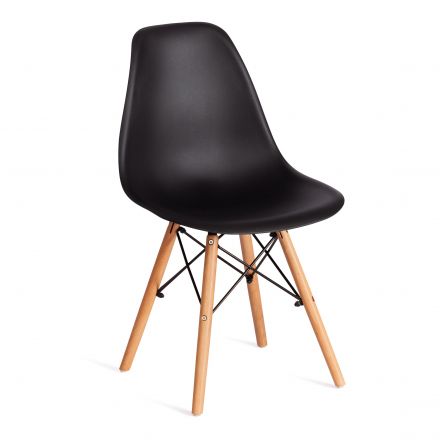 Стул Tetchair CINDY (EAMES) (mod. 1801) дерево бук/металл/сиденье пластик, 45x51x82 см, Black (черный)