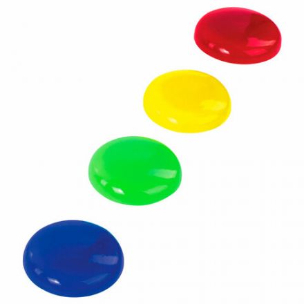 Магниты БОЛЬШОГО ДИАМЕТРА, 40 мм, НАБОР 4 штуки, цвет АССОРТИ, в блистере, STAFF "Basic", 237484