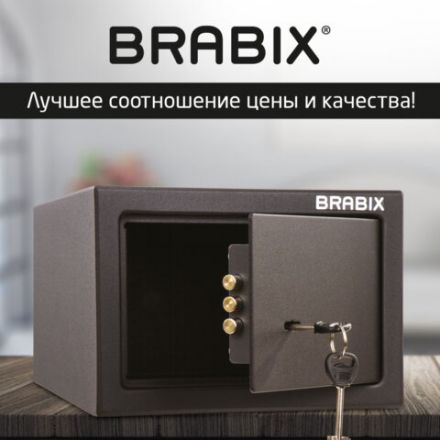 Сейф мебельный BRABIX "SF-170KL", 170х260х230 мм, ключевой замок, черный, 291142, S103BR210514 Сейф мебельный BRABIX "SF-170KL", 170х260х230 мм, ключевой замок, черный, 291142, S103BR210514