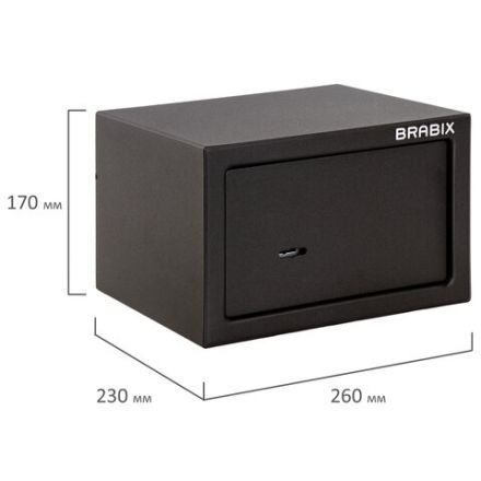 Сейф мебельный BRABIX "SF-170KL", 170х260х230 мм, ключевой замок, черный, 291142, S103BR210514 Сейф мебельный BRABIX "SF-170KL", 170х260х230 мм, ключевой замок, черный, 291142, S103BR210514