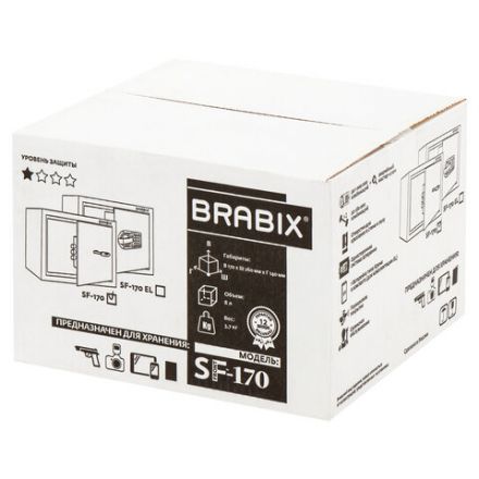 Сейф мебельный BRABIX "SF-170KL", 170х260х230 мм, ключевой замок, черный, 291142, S103BR210514