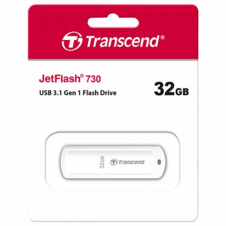 Флеш-диск 32 GB TRANSCEND JetFlash 730, USB 3.1, белый, TS32GJF730 Флеш-диск 32 GB TRANSCEND JetFlash 730, USB 3.1, белый, TS32GJF730