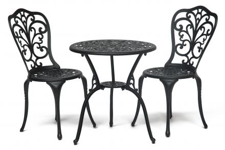Комплект Secret De Maison Romance (стол +2 стула), алюминиевый сплав, D60/H67, 53х41х89см, черный