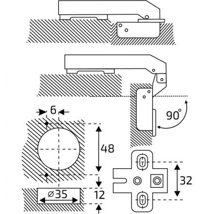 Петля УЗК_StahlBuro 8,3х6 1108-90 Slide-On (15912) компл-2шт Петля УЗК_StahlBuro 8,3х6 1108-90 Slide-On (15912) компл-2шт