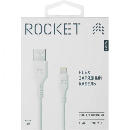 Кабель зарядный Rocket Flex оплёткаTPE USB-A/Lightn.1м,бел(RDC507WH01FL-AL)