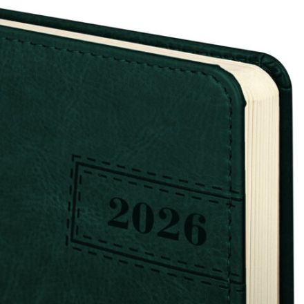 Ежедневник датированный 2026 А5 138x213 мм, BRAUBERG "Imperial", под кожу, темно-зеленый, 117066