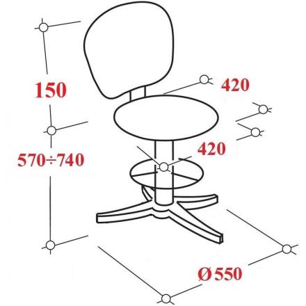 Стул лабораторный РС01.00.61 (РС61-201-01-01) черный