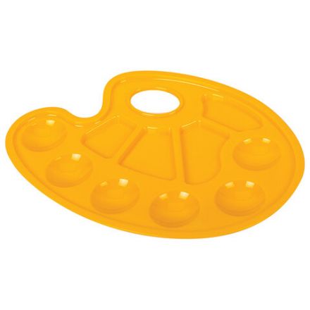 Палитра для рисования ЮНЛАНДИЯ желтая, овальная, 6 ячеек для красок и 4 для смешивания, европодвес, 227807 Палитра для рисования ЮНЛАНДИЯ желтая, овальная, 6 ячеек для красок и 4 для смешивания, европодвес, 227807