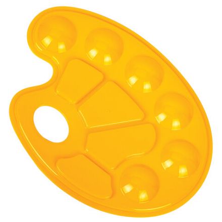 Палитра для рисования ЮНЛАНДИЯ желтая, овальная, 6 ячеек для красок и 4 для смешивания, европодвес, 227807 Палитра для рисования ЮНЛАНДИЯ желтая, овальная, 6 ячеек для красок и 4 для смешивания, европодвес, 227807