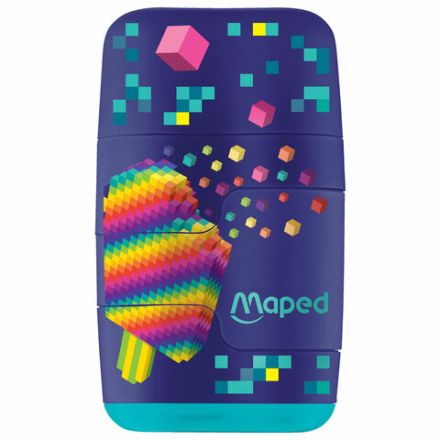 Точилка с ластиком 2 в 1 MAPED (Франция) "Pixel Party Connect", 2 отверстия, 049223 Точилка с ластиком 2 в 1 MAPED (Франция) "Pixel Party Connect", 2 отверстия, 049223