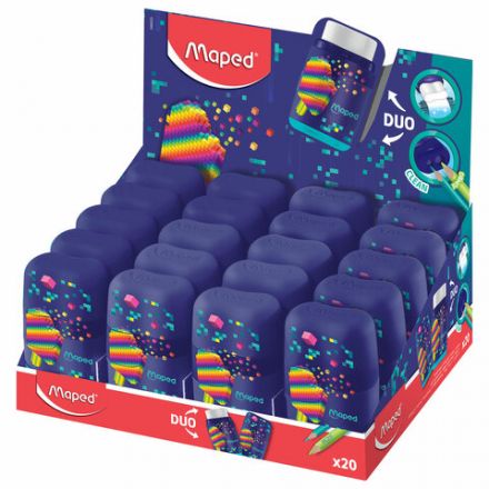 Точилка с ластиком 2 в 1 MAPED (Франция) "Pixel Party Connect", 2 отверстия, 049223 Точилка с ластиком 2 в 1 MAPED (Франция) "Pixel Party Connect", 2 отверстия, 049223
