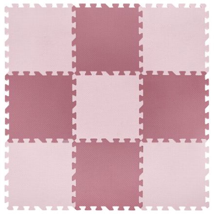 Коврик-пазл напольный 0,9х0,9 м, мягкий, розовый, 9 элементов 30х30 см, толщина 1 см, ЮНЛАНДИЯ, 664660