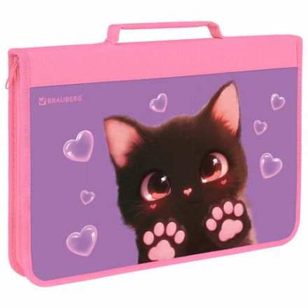 Папка на молнии BRAUBERG А4 с ручкой, с органайзером, 1 отделение, "Paw prints", 273383 Папка на молнии BRAUBERG А4 с ручкой, с органайзером, 1 отделение, "Paw prints", 273383