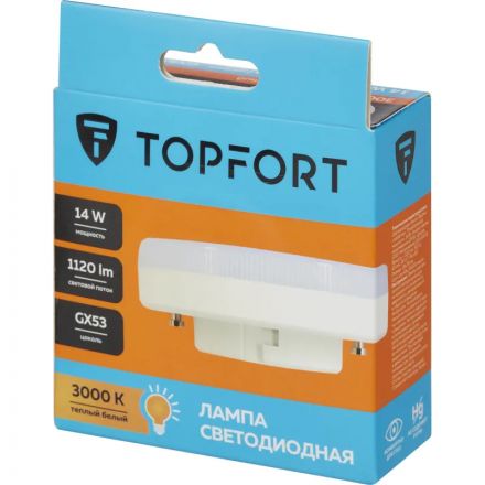 Лампа светодиодная Topfort GX53 14W 3000K Лампа светодиодная Topfort GX53 14W 3000K