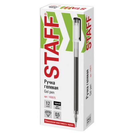 Ручка гелевая STAFF "Basic" GP-675, ЧЕРНАЯ, длина письма 1000 м, игольчатый узел 0,5 мм, линия письма 0,35 мм, 143675 Ручка гелевая STAFF "Basic" GP-675, ЧЕРНАЯ, длина письма 1000 м, игольчатый узел 0,5 мм, линия письма 0,35 мм, 143675
