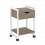 Loft Тумба на колесных опорах с ящиком и полкой VR.L-T1.K Тиквуд тёмный/Белый металл 500*460*767