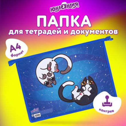 Папка для тетрадей ЮНЛАНДИЯ А4, 1 отделение, картон/пластик, конгрев, на молнии, "Ying Yang", 272132 Папка для тетрадей ЮНЛАНДИЯ А4, 1 отделение, картон/пластик, конгрев, на молнии, "Ying Yang", 272132