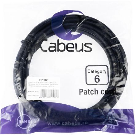 Патч-корд Cabeus PC-UTP-RJ45-Cat.6-5m-BK-LSZH U/UTP, кат6, 2xRJ45/8p8c,черн Патч-корд Cabeus PC-UTP-RJ45-Cat.6-5m-BK-LSZH U/UTP, кат6, 2xRJ45/8p8c,черн