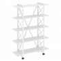 Loft Стеллаж на колесных опорах-5 полок VR.L-MST.K-5.8V Белый бриллиант/Белый металл 1200*400*1704