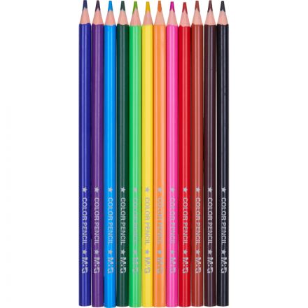 Карандаши цветные M&G  деревянные шестигранные, 12 цв в наборе
