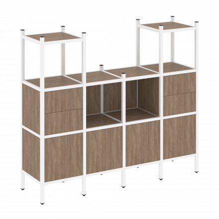 Loft Прямой стеллаж наборный VR.L-14 Дуб аризона/Белый металл 1694*446*1458