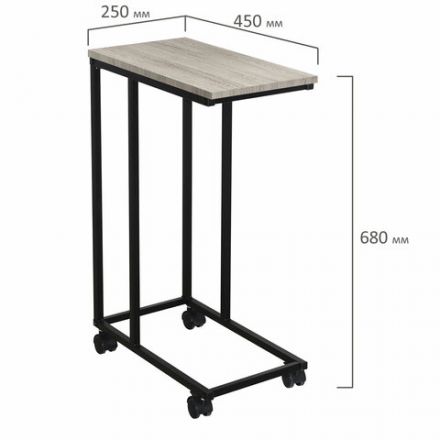 Стол журнальный BRABIX "LOFT CT-001", 450х250х680 мм, на колёсах, металлический каркас, цвет дуб антик, 641860 Стол журнальный BRABIX "LOFT CT-001", 450х250х680 мм, на колёсах, металлический каркас, цвет дуб антик, 641860