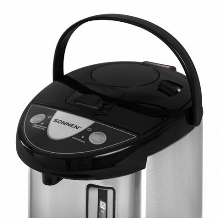 Термопот SONNEN TP-50, 5 л, 900 Вт, 1 температурный режим, 3 режима подачи воды, сталь, белый/серебро, 456711 Термопот SONNEN TP-50, 5 л, 900 Вт, 1 температурный режим, 3 режима подачи воды, сталь, белый/серебро, 456711