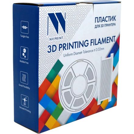 Пластик NV PRINT TPU Grey Серый для 3D печати диам.1.75мм 0,5 кг